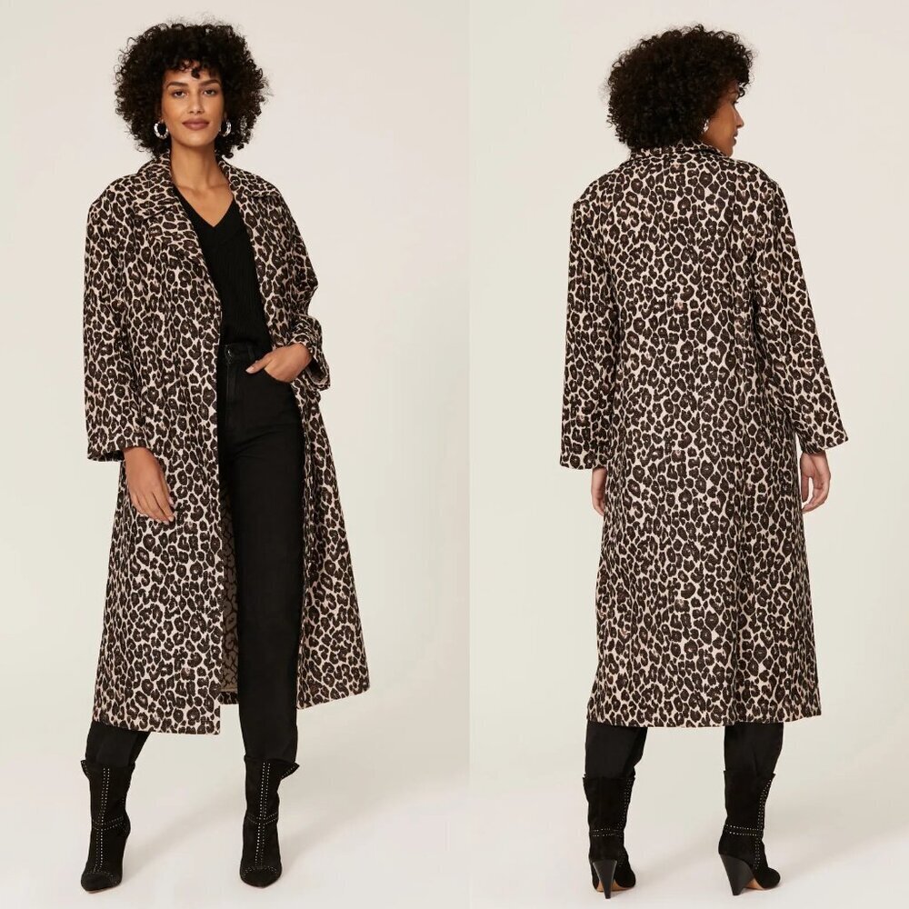 Victor Alfaro Leopard Jacquard Coat Size M